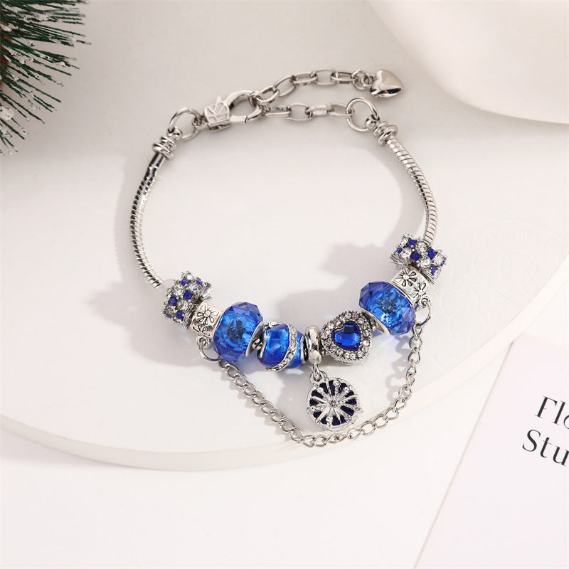 Crystal Charm Beaded Bracelet ✨ Kids’ & Girls’ Halloween Jewelry – Fun Snake Bone Design
