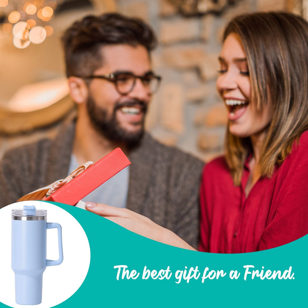 40oz Insulated Tumbler with Handle & Straw – Large Stainless Steel Travel Cup for Women & Men