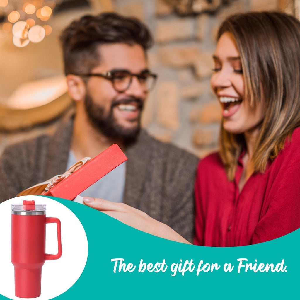 40oz Insulated Tumbler with Handle & Straw – Large Stainless Steel Travel Cup for Women & Men