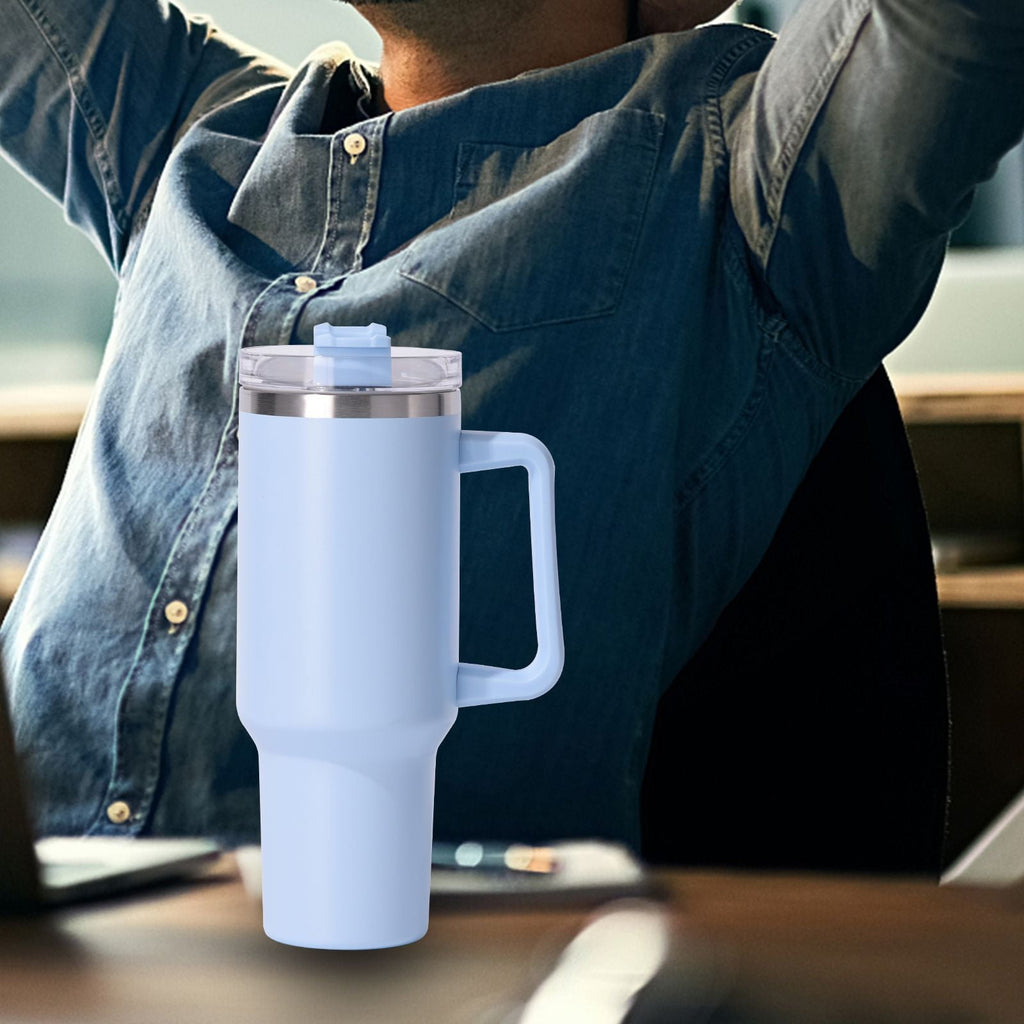 40oz Insulated Tumbler with Handle & Straw – Large Stainless Steel Travel Cup for Women & Men