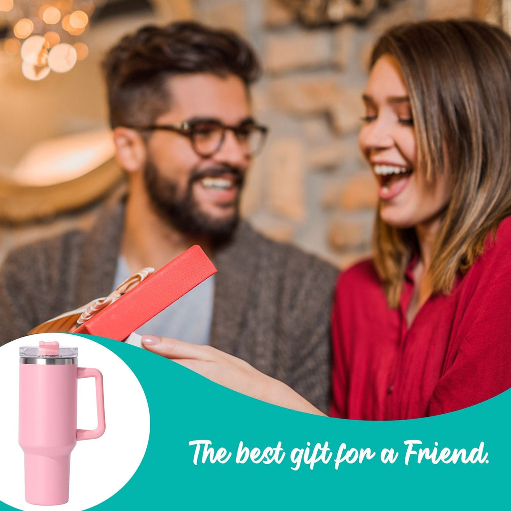 40oz Insulated Tumbler with Handle & Straw – Large Stainless Steel Travel Cup for Women & Men