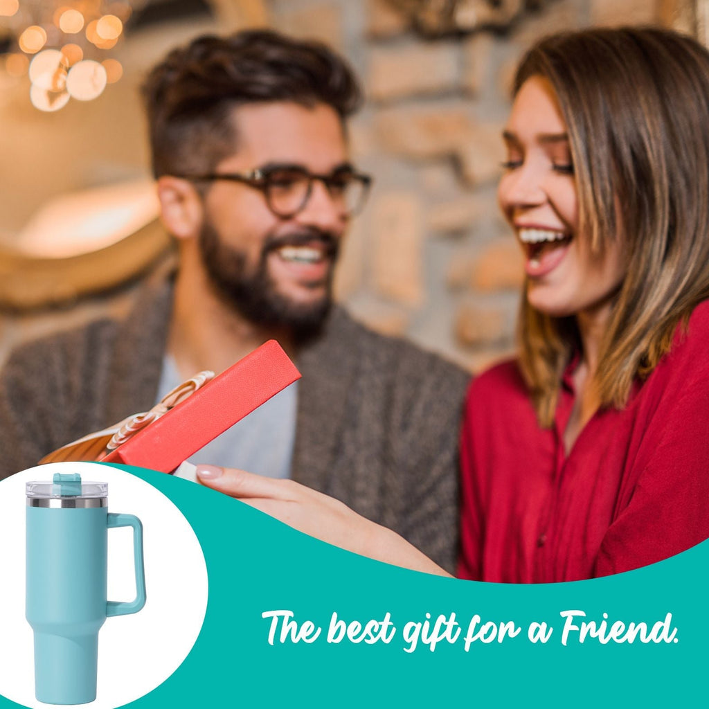 40oz Insulated Tumbler with Handle & Straw – Large Stainless Steel Travel Cup for Women & Men
