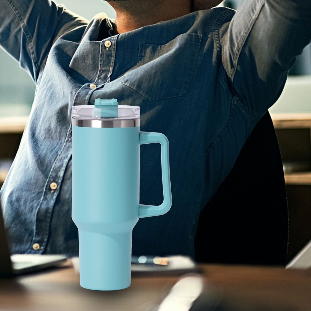 40oz Insulated Tumbler with Handle & Straw – Large Stainless Steel Travel Cup for Women & Men